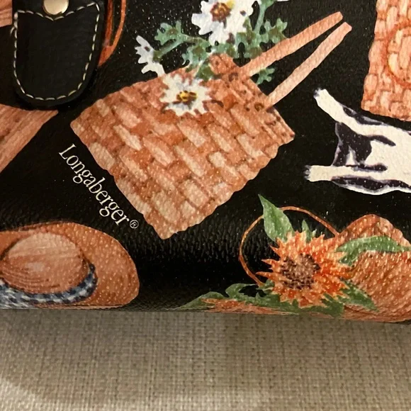 RARE Longaberger barrel purse with basket print all over VGUC - Picture 4 of 13